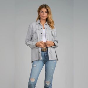 Elan Dawn Oversized Grey Button Down Shirt Jacket All You Need Is Love S